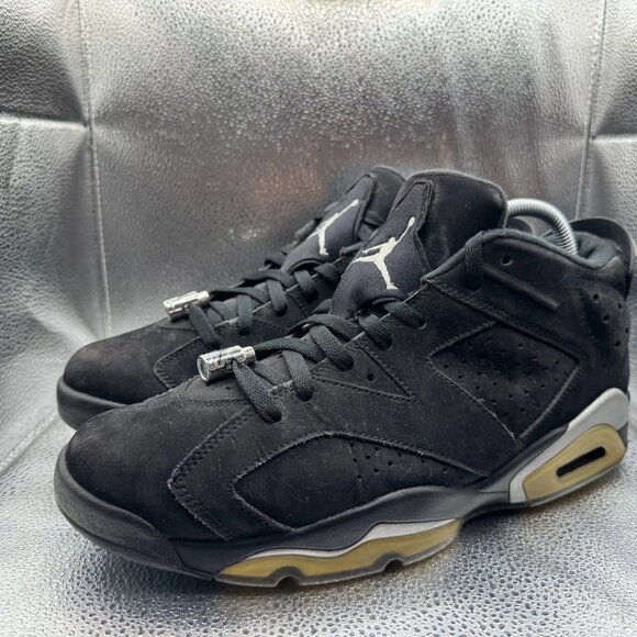 Size 12 Air Jordan 6 Retro Low Chrome Black Mens Lace-Up Shoes 304401-003 - Picture 7 of 12